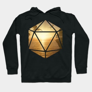 Geometric D20 Dragon Landscape Print Hoodie